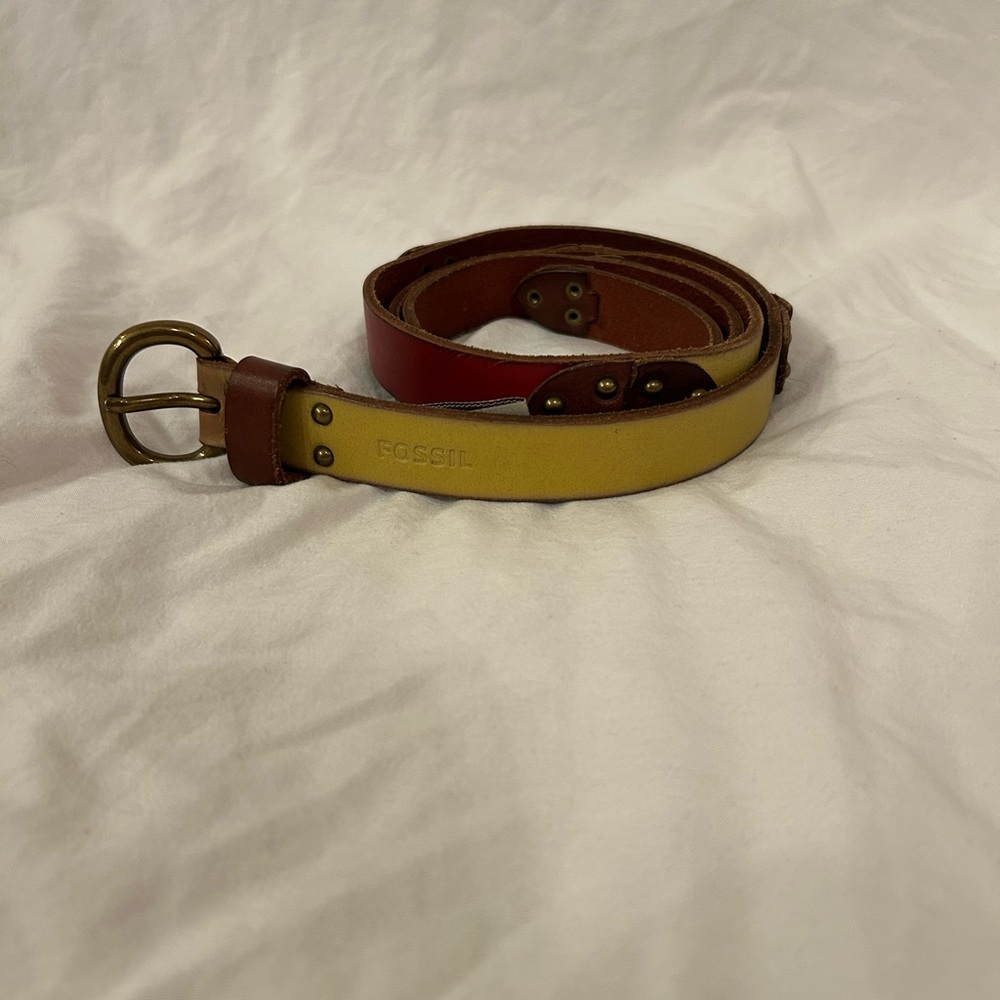 Fossil Women’s Leather Color Block Studded Belt 42.5”